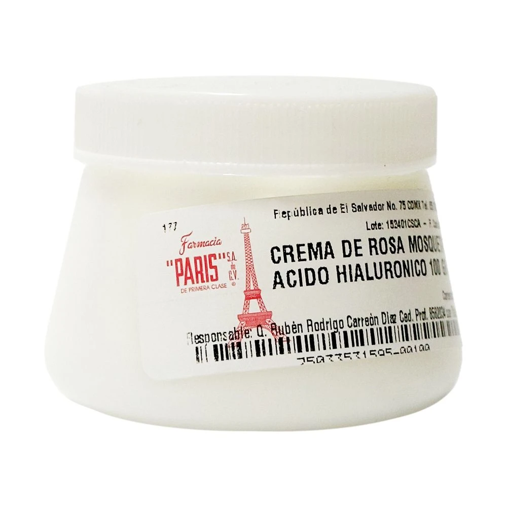 Farmacia París - Crema de rosa mosqueta y ac. hialuronico 100 gr